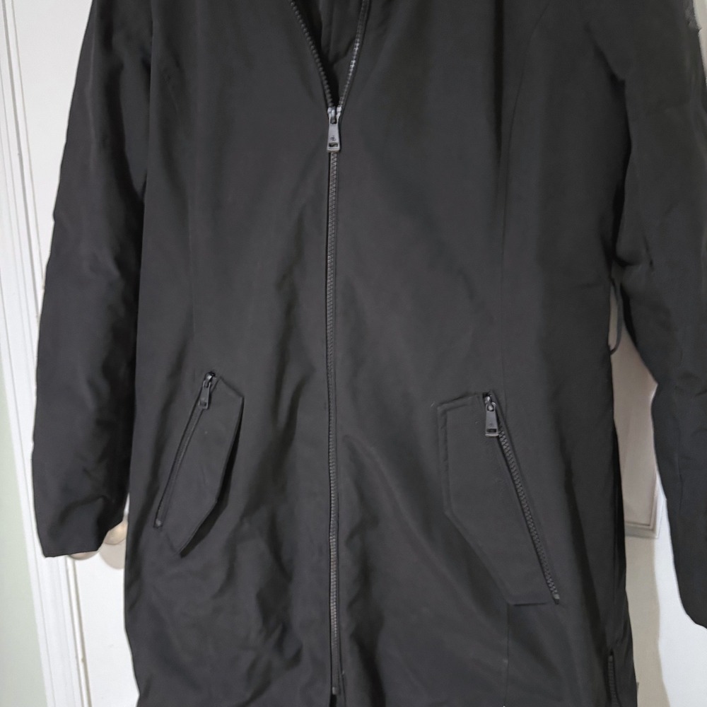 Lauren Ralph Lauren Black Down Parka Faux Fur Hooded Coat Womens Medium - Picture 2 of 7
